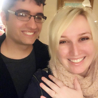Max and Katie with their engagement ring.